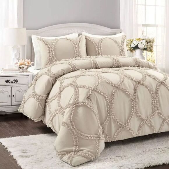 Lush Decor - King 3pc Avon Comforter Set Beige -  Lush Décor Beige - Picture 1 of 4